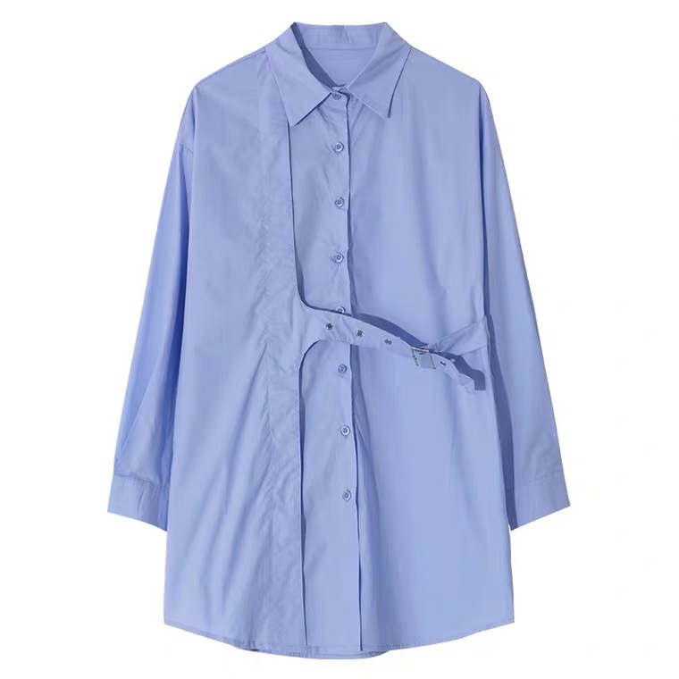 Blue shirt autumn korean loose long sleeve shirt