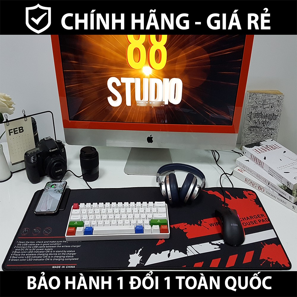 Bàn di chuột khổ lớn Signo kèm cốc sạc không dây - không LED