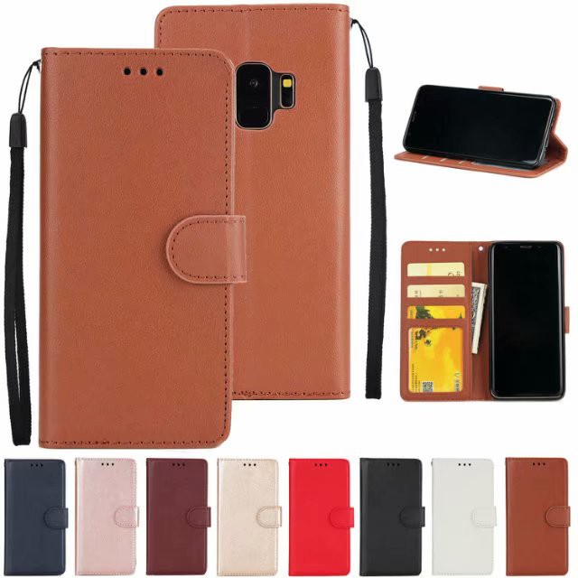 Case Samsung Galaxy S5 S6 S7 Edge S8 S9 S10 Plus S10E Ốp lưng da mềm Filp Soft Leather Phone Case