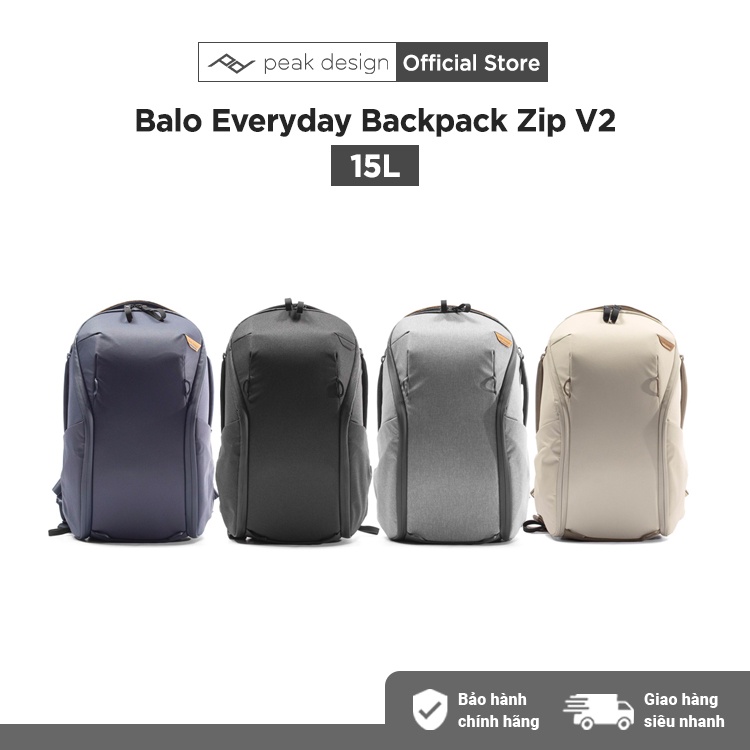 Balo Cao Cấp Peak Design Everyday Backpack Zip v2 15L - Hàng Chính Hãng