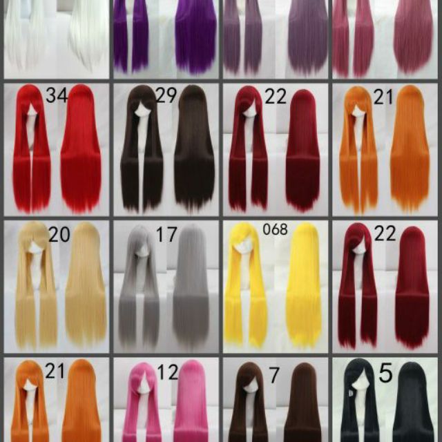 Tóc giả wig nhiều màu thẳng cosplay