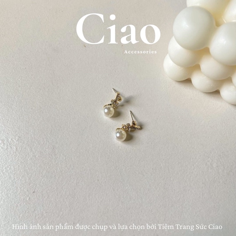 [HOẢ TỐC 1H] Khuyên tai/ Bông tai mạ bạc S925 thiết kế charm hạt trai tinh tế Glenda Ciao