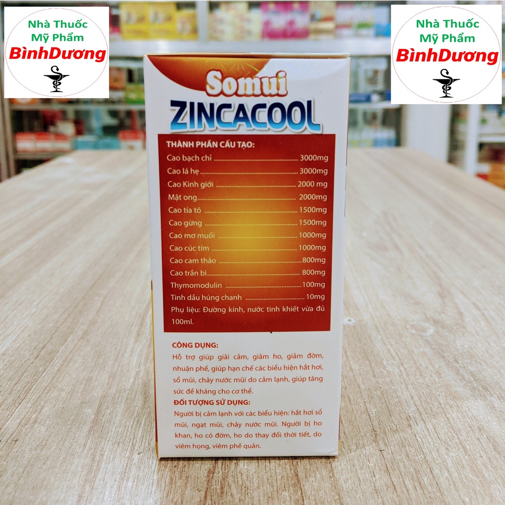 Siro Ho Sổ Mũi ZinCaCool - Siro Giải Cảm, Sổ Mũi, Ngạt Mũi, Giảm Ho - Thành phần dược liệu