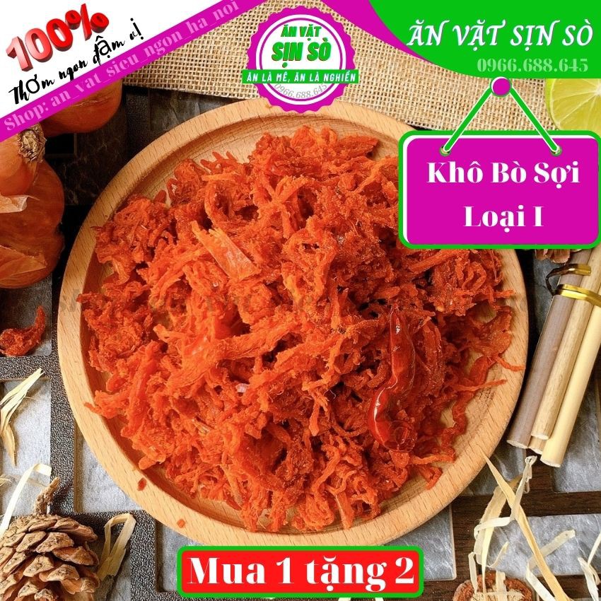 Khô Bò Sợi Loại 1 siêu ngon 300gr Tiệm Ăn Vặt Nhà Sò Thơm Ngon Đậm Vị