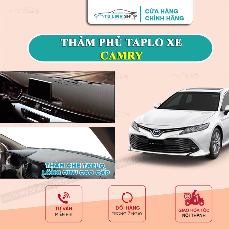 Thảm taplo Toyota Camry bằng lông Cừu 3 lớp hoặc Da Cacbon