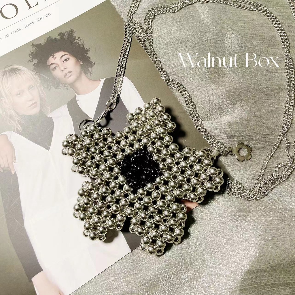 Dây Đeo Túi Xách Hai Lớp Đính Hạt Thủ Công Hình Hoa