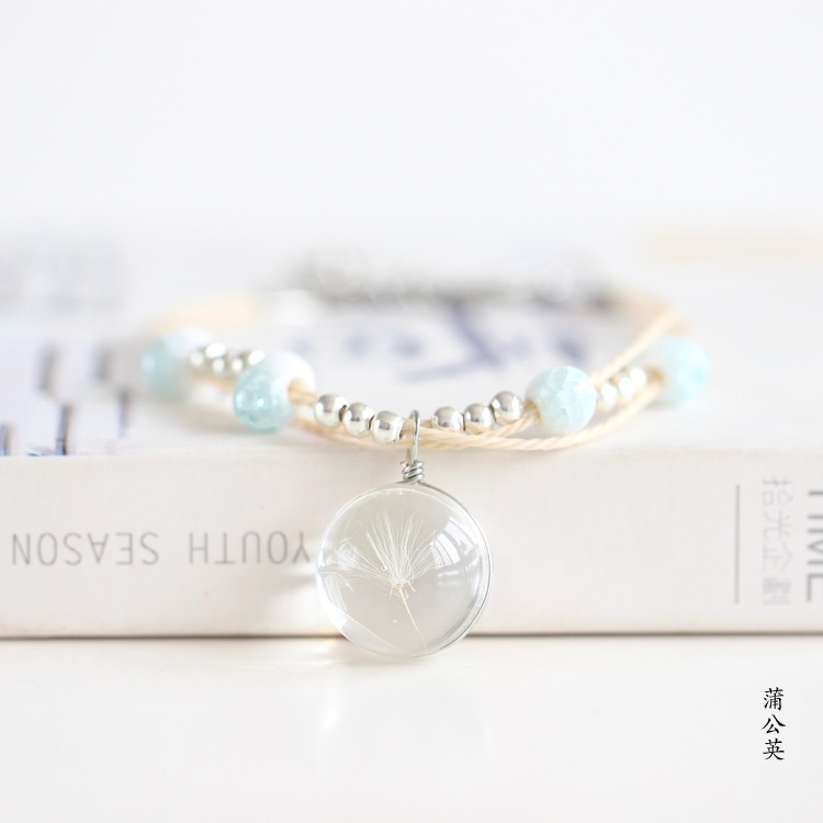 🍉Vòng tay hoa khô ép thuỷ tinh tam sinh tam thế DUASHOP