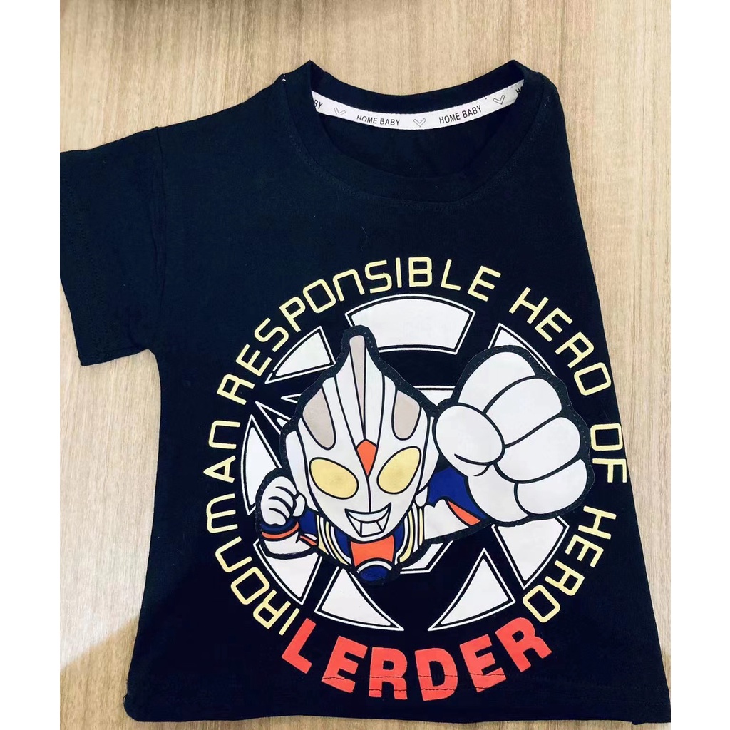 Khuyến Mãi Mới] Áo Thun Cotton Tay Ngắn In Hình Ultraman Phát Quang Cho Cha Mẹ Và Bé Trai