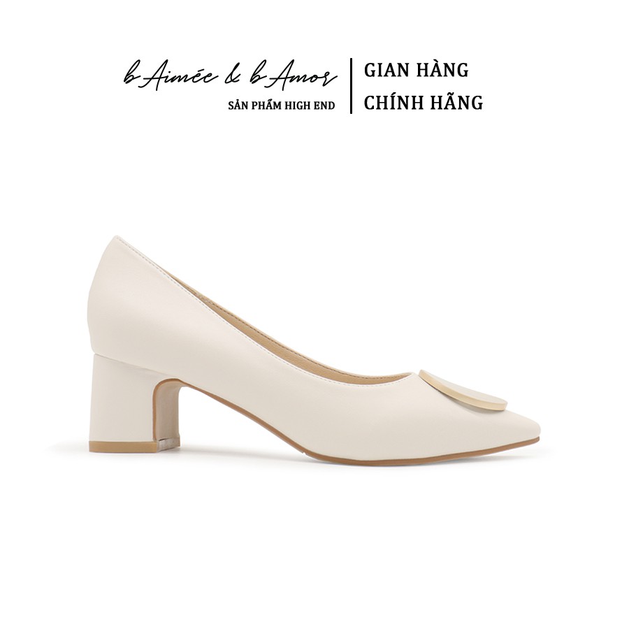 Giày Cao Gót Nữ bAimée & bAmor Basic Đính Khuy Tròn Đế Vuông Công Sở Cao 5cm Thời Trang Đẹp Chính Hãng Cao Cấp - MS0004