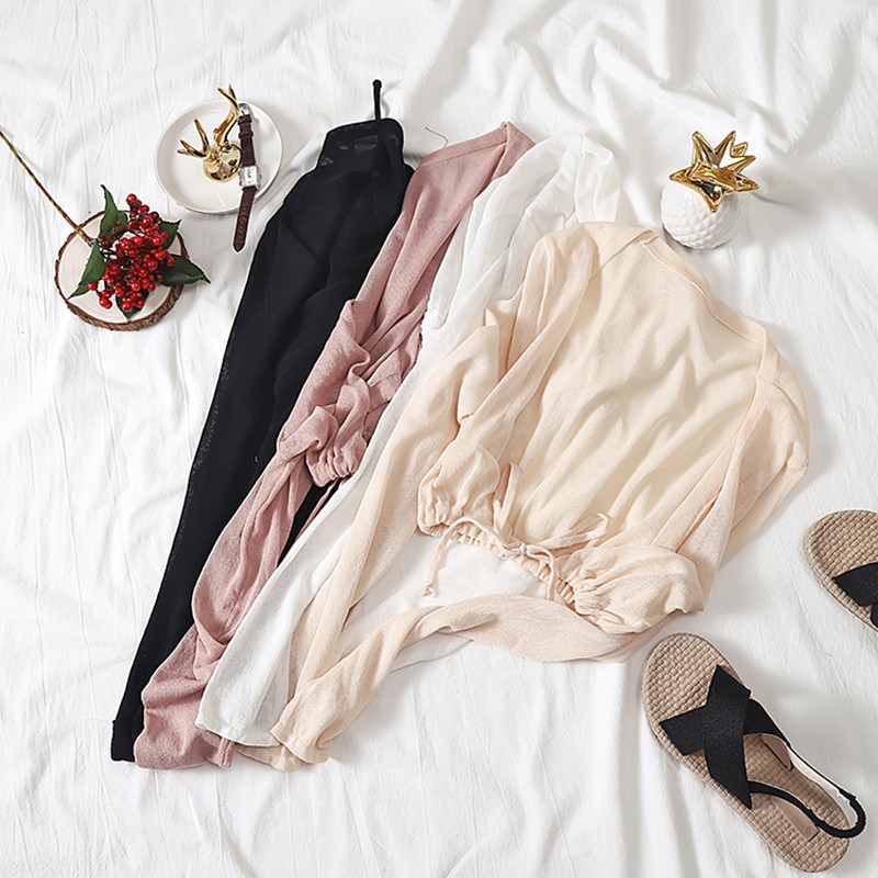 [Baywellfashion]Áo khoác Cardigan dệt kim vải mỏng đơn giản thanh lịch dành cho nữ | BigBuy360 - bigbuy360.vn