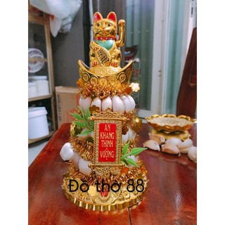 Tháp tỏi 3 tầng mèo thần tài sử dụng pin( nhỏ)