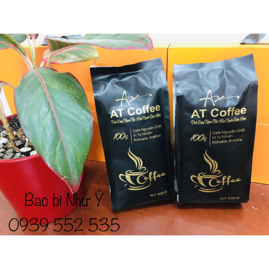 {500gr/size} túi 4 cạnh đen hông trong, dùng đựng bột, các loại hạt, cafe