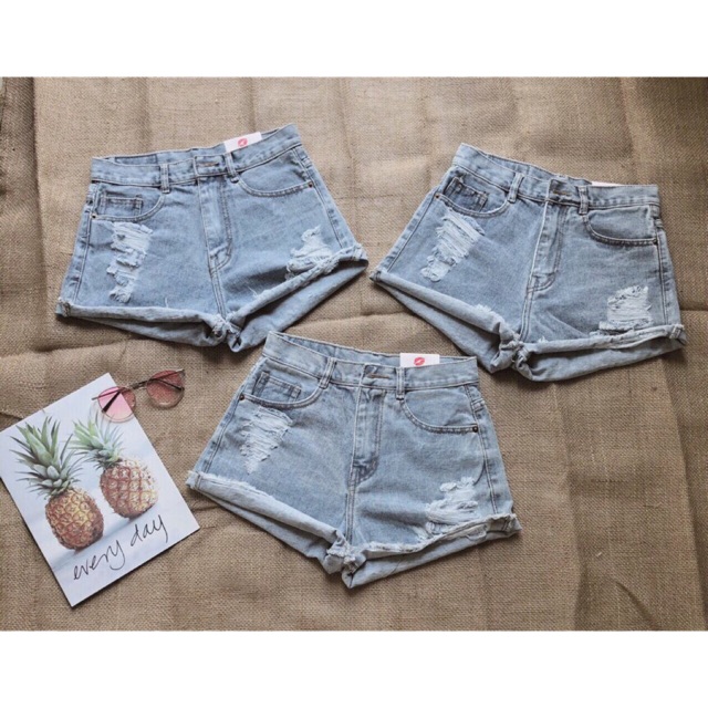 Quần short jean nữ lưng cao
