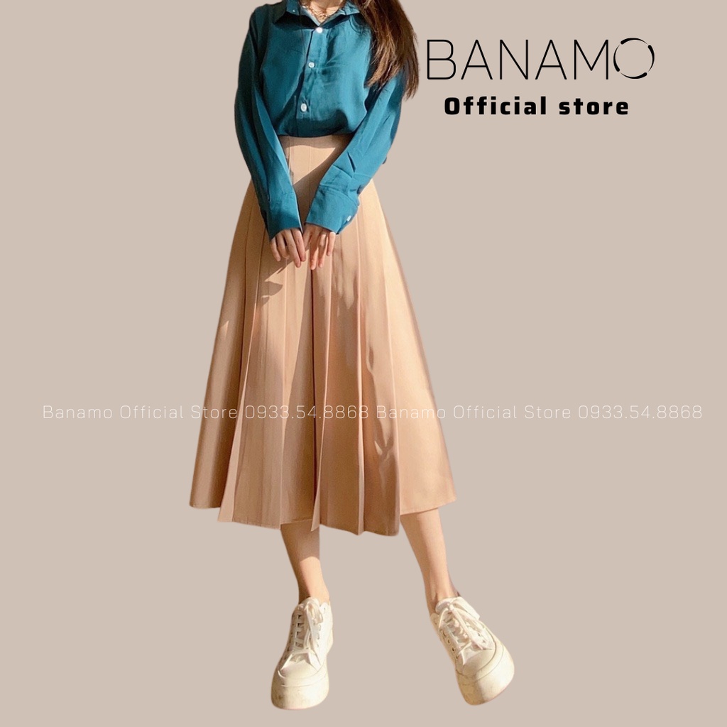 Chân váy xếp ly TENNIS dáng dài xòe Midi công sở qua gối  siêu đẹp thời trang Banamo fashion váy xếp ly  dáng dài 5346