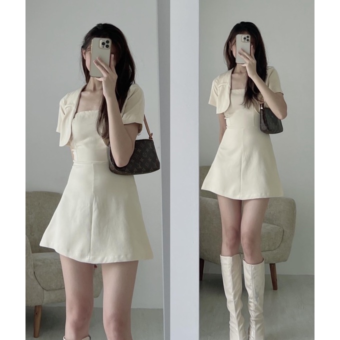 Váy 2 dây dáng ôm kèm vest cộc tay hàng chuẩn L1 - Cuastore.vn