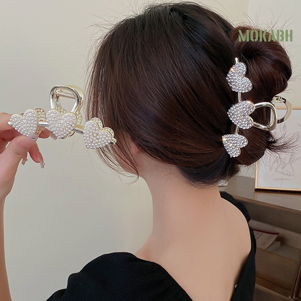 Kẹp Tóc Hình Trái Tim Đính Đá Lấp Lánh Bằng Thép Không Gỉ