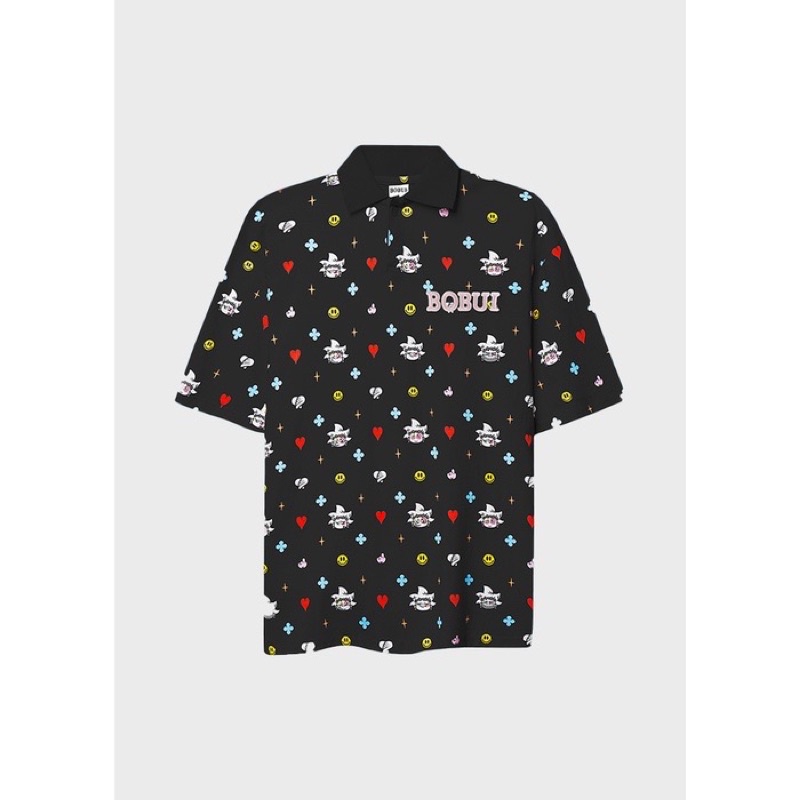 Áo POLO BEBIBO MONOGRAM màu đen, chính hãng