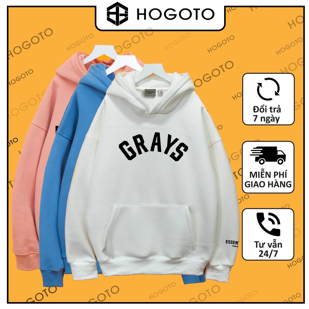 Áo nỉ Hoodie GRAYS Hogoto shop , Áo hoodie nam nữ nỉ bông cotton