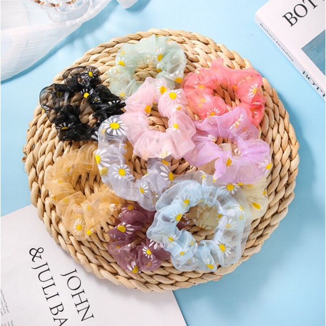 DÂY BUỘC TÓC SCRUNCHIES HOA CÚC dễ thương