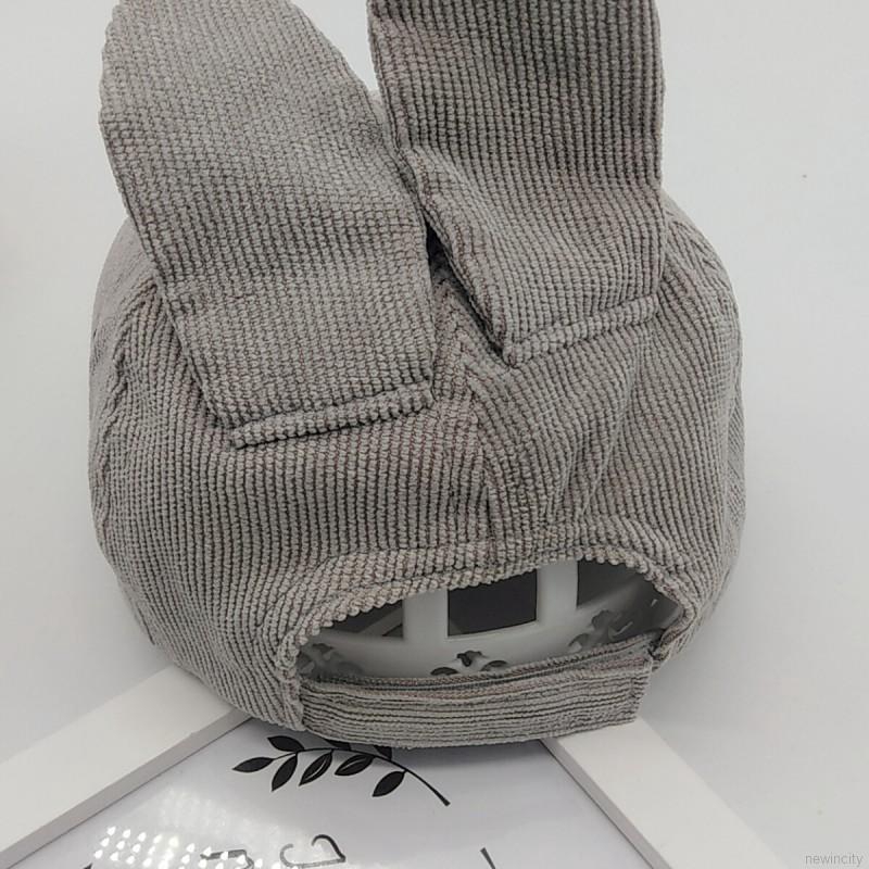 Mũ cotton thêu chữ trang trí tai thỏ xinh xắn cho bé