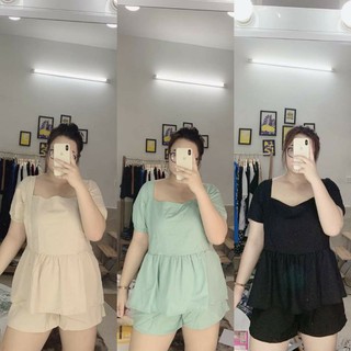 Set peplum Bigsize đũi xước 60-85kg hàng bán shop