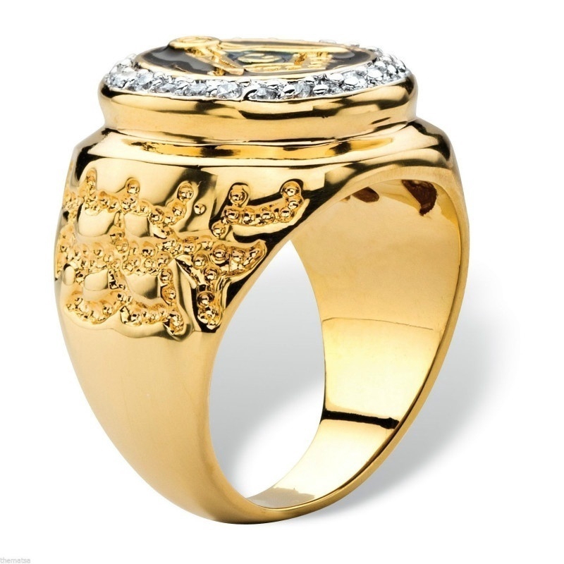 Nhẫn Nam Mạ Vàng Đính Đá Zircon Phong Cách Vintage