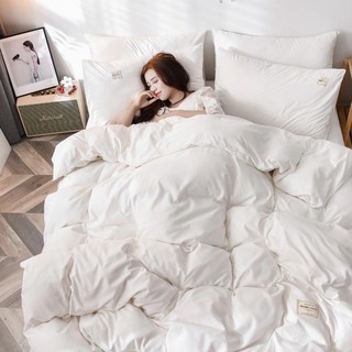 Bộ Chăn Ga Gối Cotton Tici Trắng