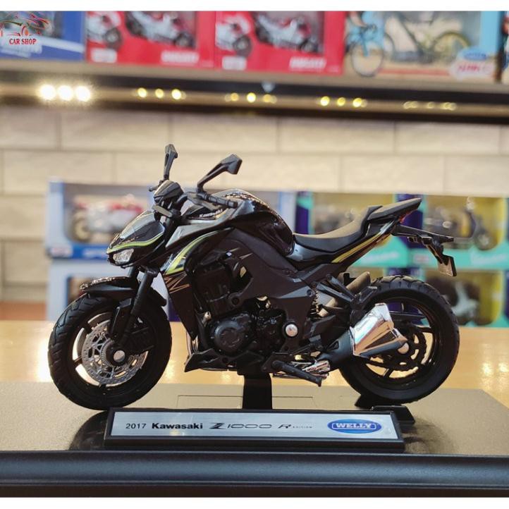 NEW Xe mô hình môtô siêu xe Kawasaki Z1000R tỉ lệ 1:18 hãng Welly