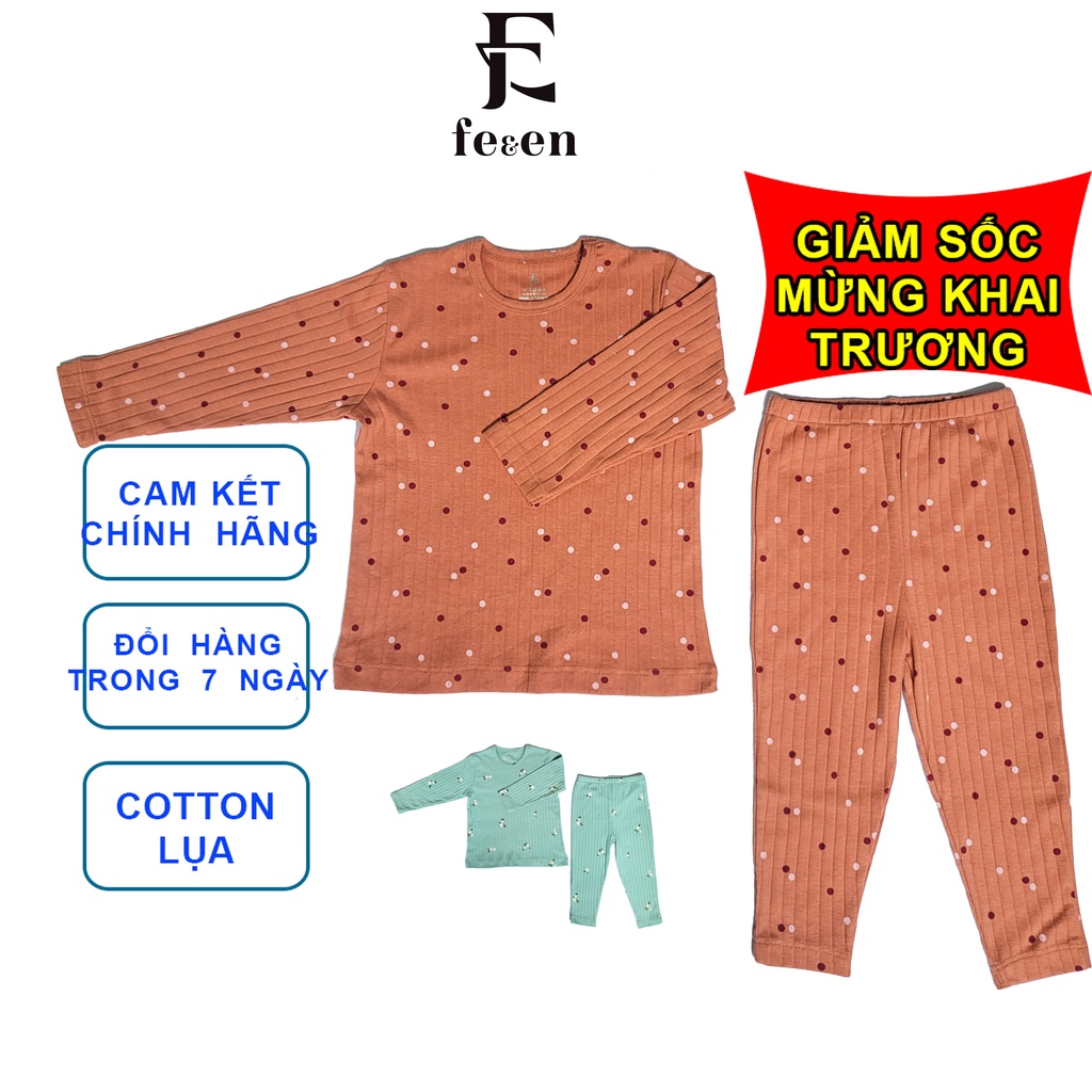 Bộ dài tay cho bé Fe&en,đồ bộ thu đông cho bé gái và bé trai cotton lụa từ 1 đến 4 tuổi