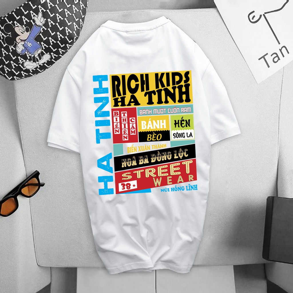 Áo Thun Hà Tĩnh Unisex, Áo Phông Hà Tĩnh Rich Kids Việt Nam 100% Cotton 4 Chiều