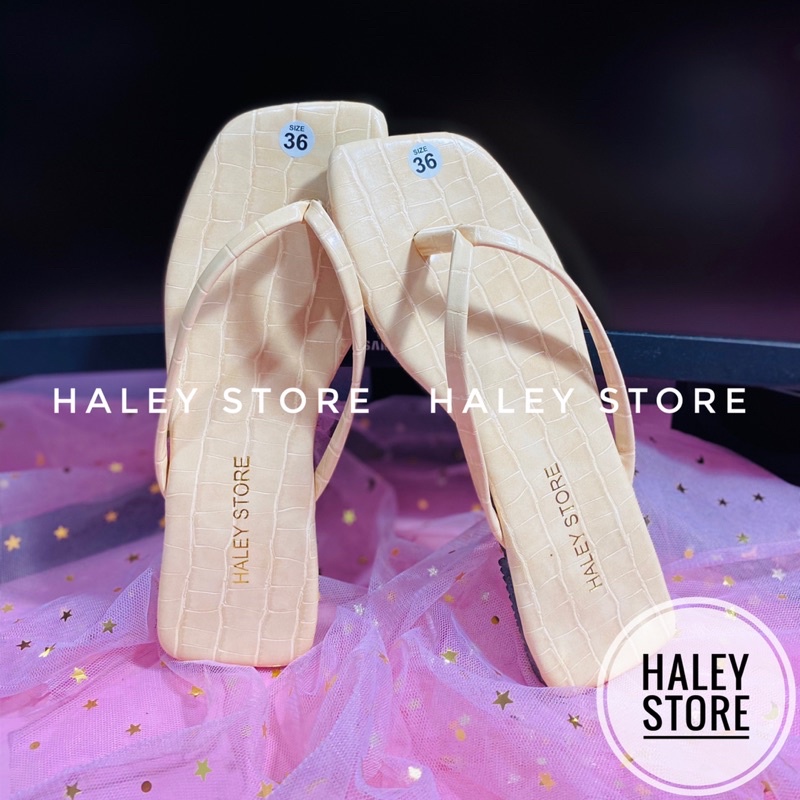 Dép nữ bệt HALEY STORE xỏ ngón kẹp trơn da rắn mềm mịn mũi vuông rẻ bền đẹp mang trong nhà đi chơi biển du lịch