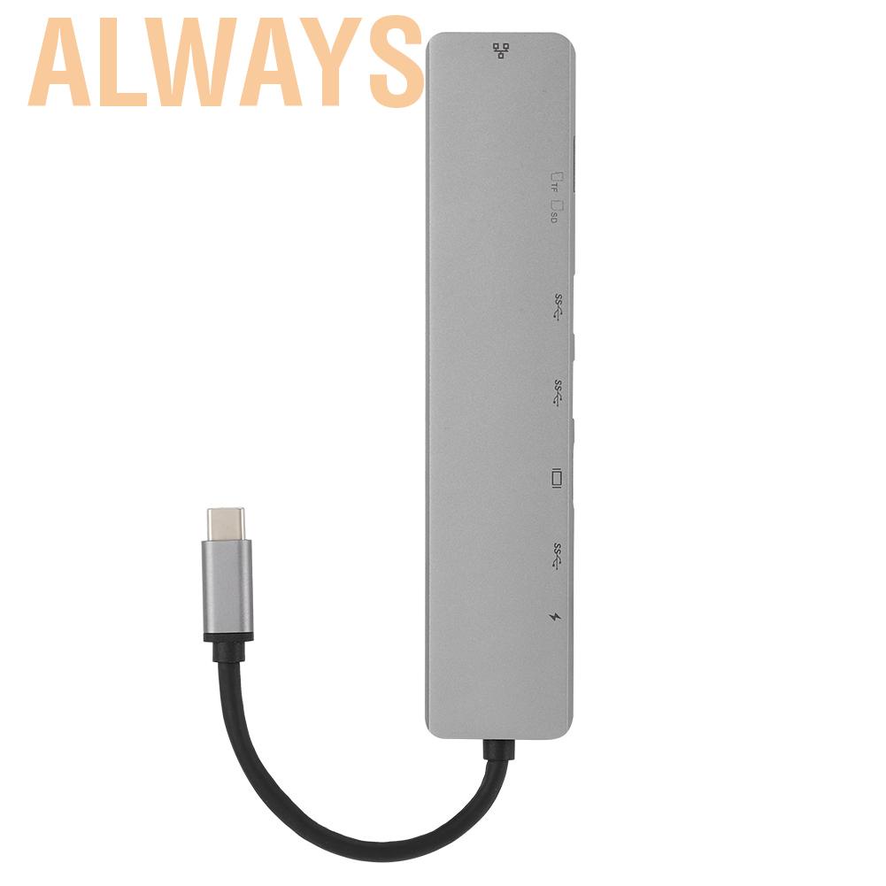 Alwaysonline USB-C to Type-C Hub Adapter 8-in-1 Adaptor Dock Station HDMI RJ45 Ethernet