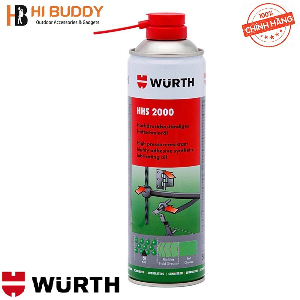 Bộ 6 Chai Mỡ Bò Nước Bôi Trơn Chịu Nhiệt Wurth HHS 2000 (500ml) 0893106