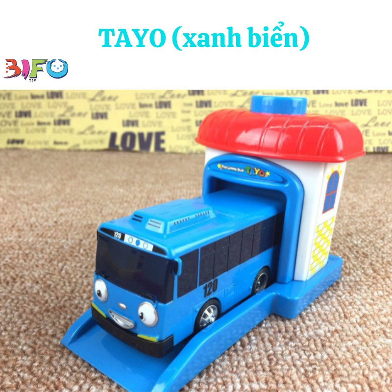 Xe buýt Tayo Bus garage Đồ chơi trẻ em bộ sản phẩm gồm 1 nhà và 1 xe