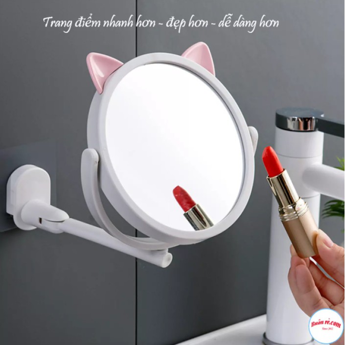 GƯƠNG SOI TRANG ĐIỂM DÁN TƯỜNG HÌNH MÈO XOAY 360 ĐỘ SIÊU XINH - GƯƠNG SOI GẤP GỌN GẮN NHÀ TẮM NHÀ VỆ SINH SIÊU DÍNH