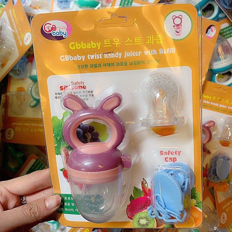Túi nhai ăn dặm chống hóc 3 giai đoạn GB Baby Hàn Quốc kèm dây đeo cho bé