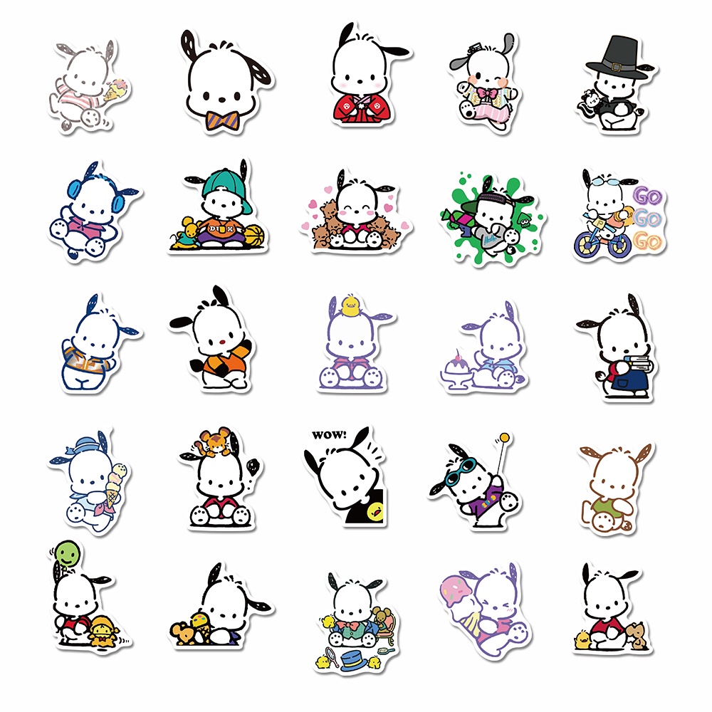 Bộ 50 miếng dán trang trí máy tính xách tay hình chú chó Pacha dễ thương chống thấm nước