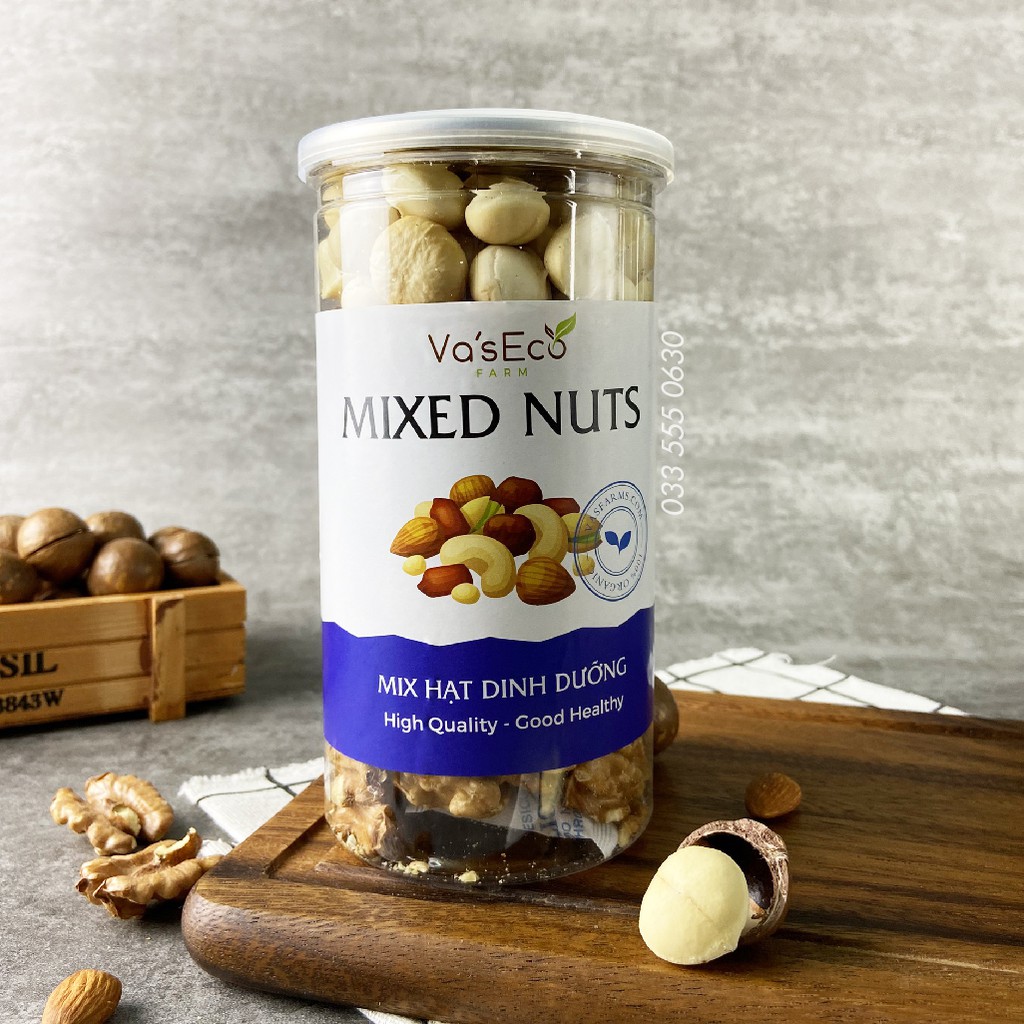 MIX NUTS 500G ĐÃ TÁCH VỎ - Nhân Mắc ca, Hạnh nhân lõi, Óc chó, Hạt điều, bí xanh