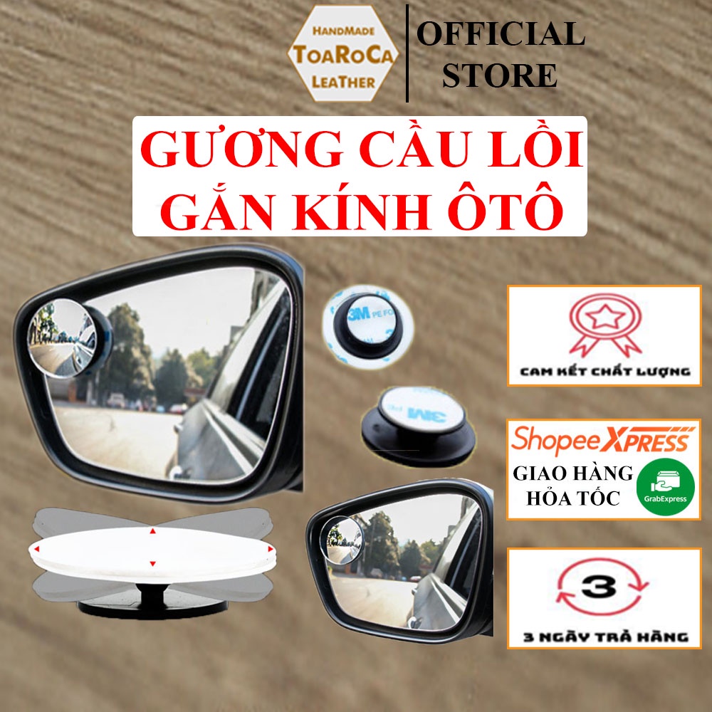 Gương cầu lồi gắn kính hậu ô tô xoay 360 xóa điểm mù không viền (1 cặp) Toaroca