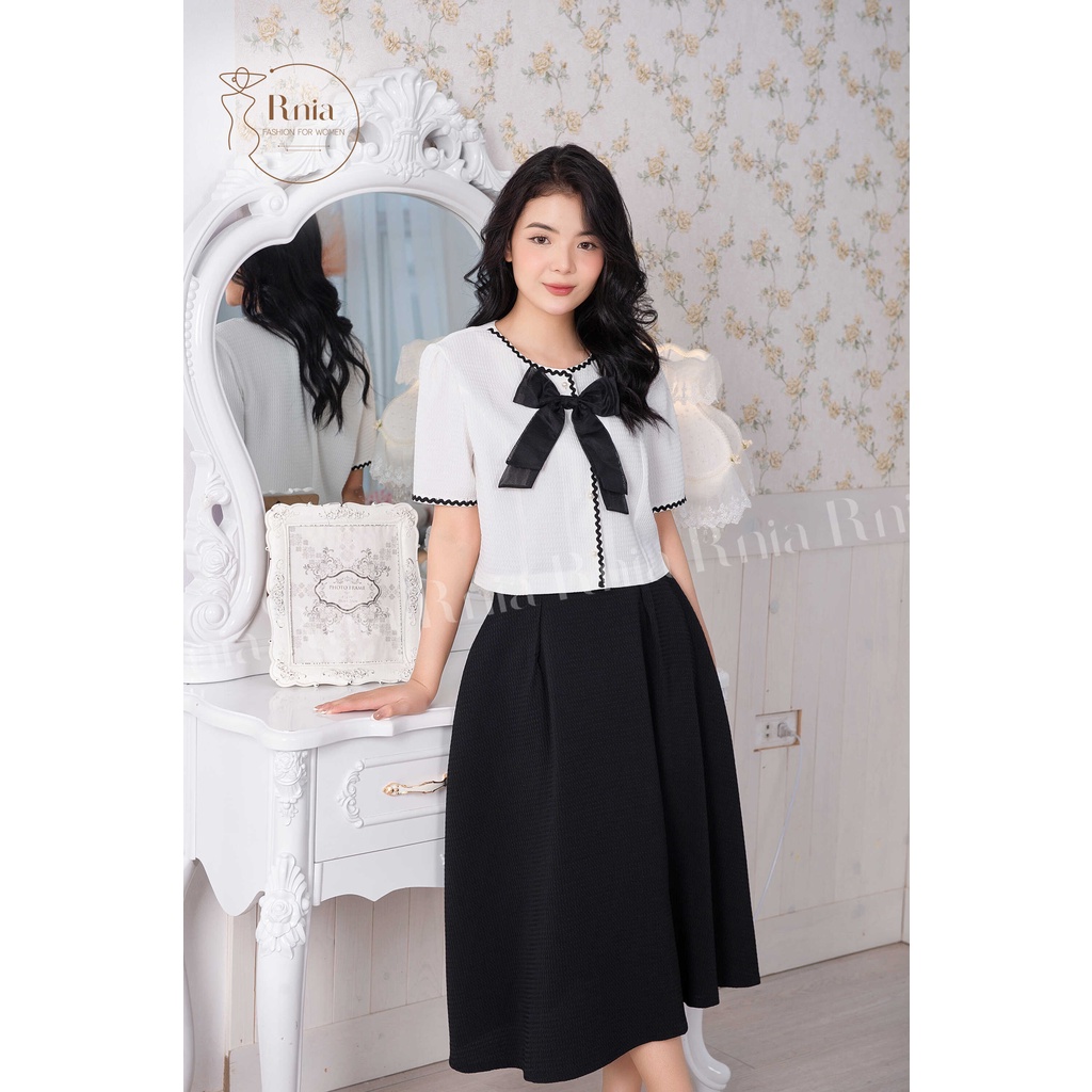 Sét Bộ Áo Croptop Chân Váy Xòe Dây Zigzag RNIA BO2286