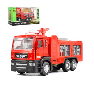 Xe ô tô cứu hỏa mô hình tỉ lệ 1:50 có âm thanh và đèn đồ chơi trẻ em xe có cabin bằng sắt mở được cửa