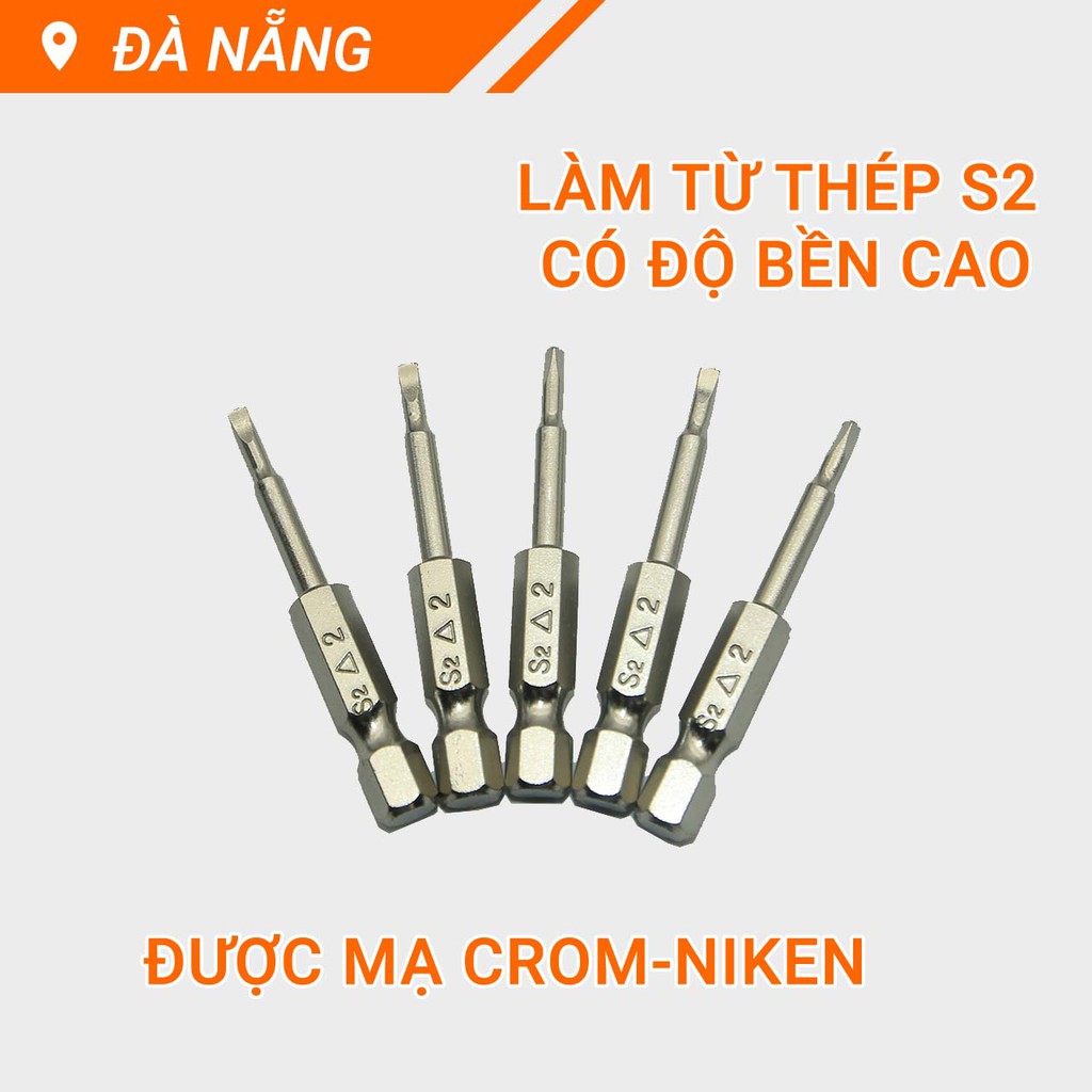 Đầu bắt vít tam giác dài 50mm chuôi lục thép S2