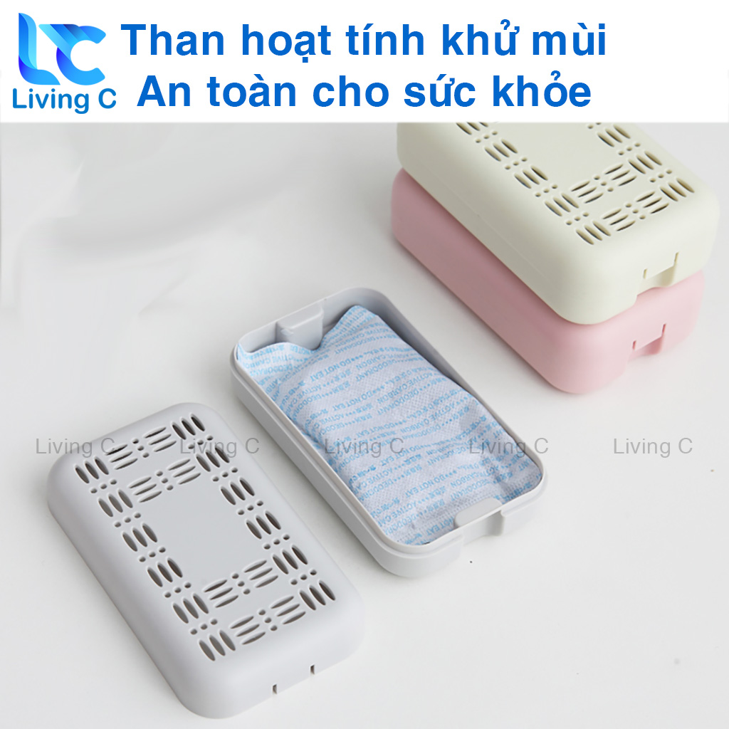 Khử mùi tủ lạnh than hoạt tính Living C, tẩy sạch mùi tủ lạnh , tủ giày , quần áo , ô tô với miếng hút chân không _HM