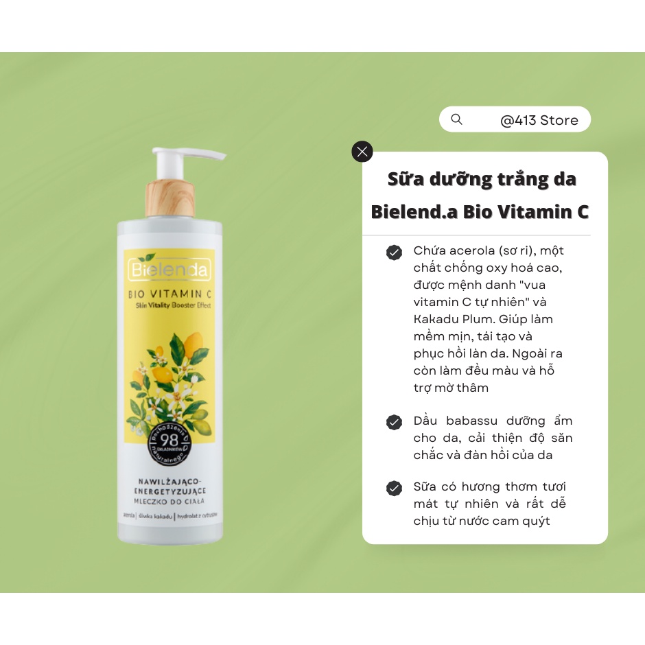 Dưỡng thể trắng da Bielenda Bio Vitamin C 400ml | BigBuy360 - bigbuy360.vn
