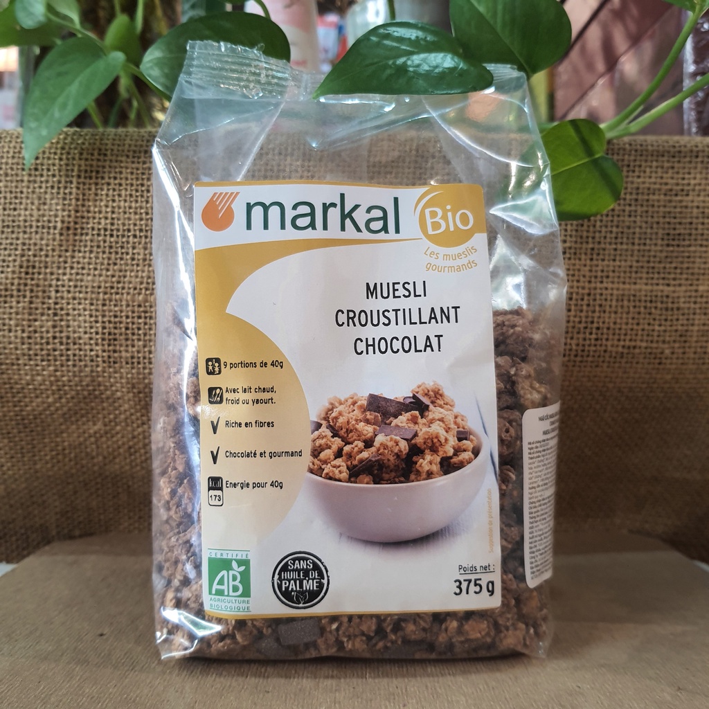 Ngũ cốc muesli giòn sô cô la hữu cơ Markal 375g