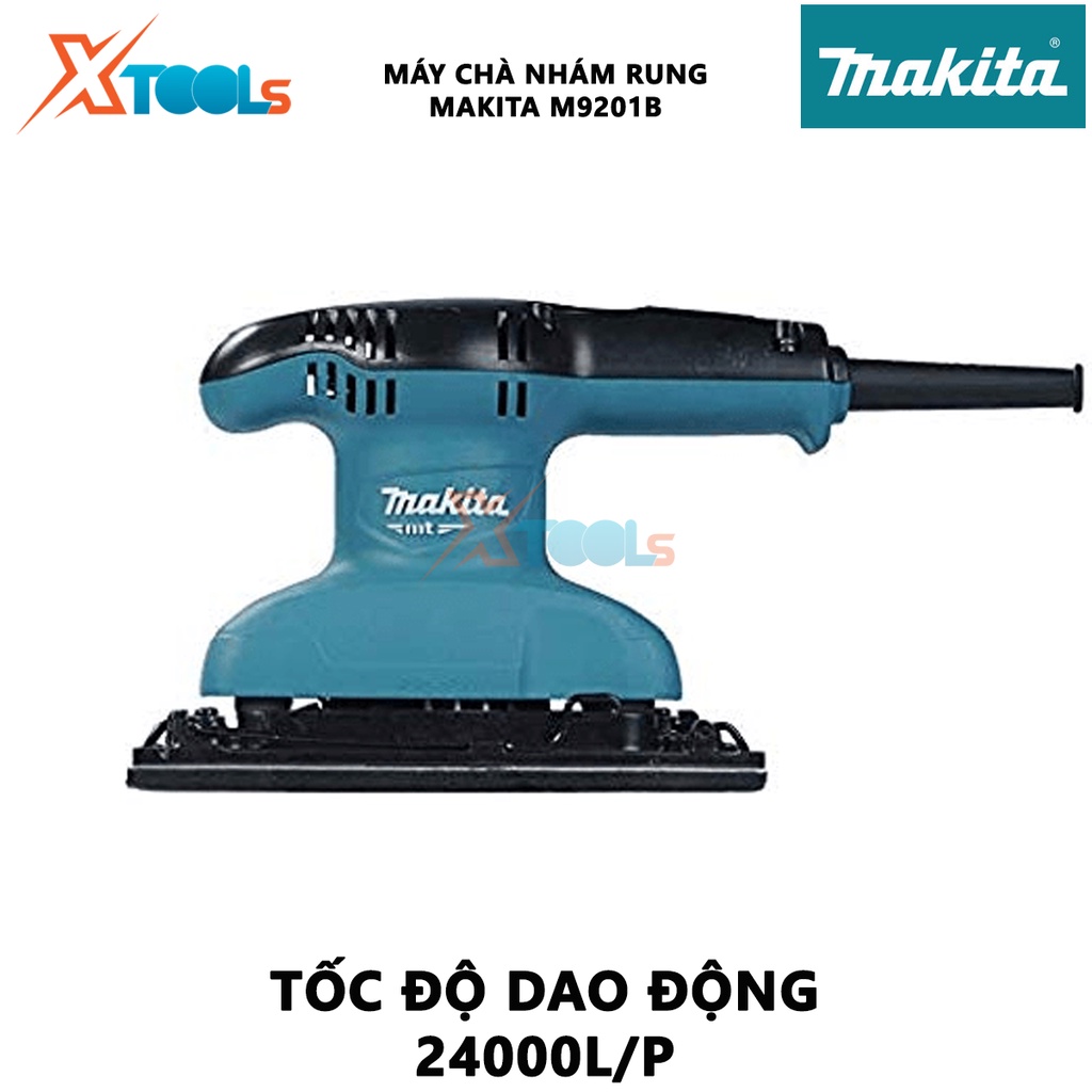 MÁY CHÀ NHÁM RUNG MAKITA M9201B | Máy có công suất 180W kèm theo túi đựng bụi gắn với thân máy, đánh bóng bề mặt mịn đẹp