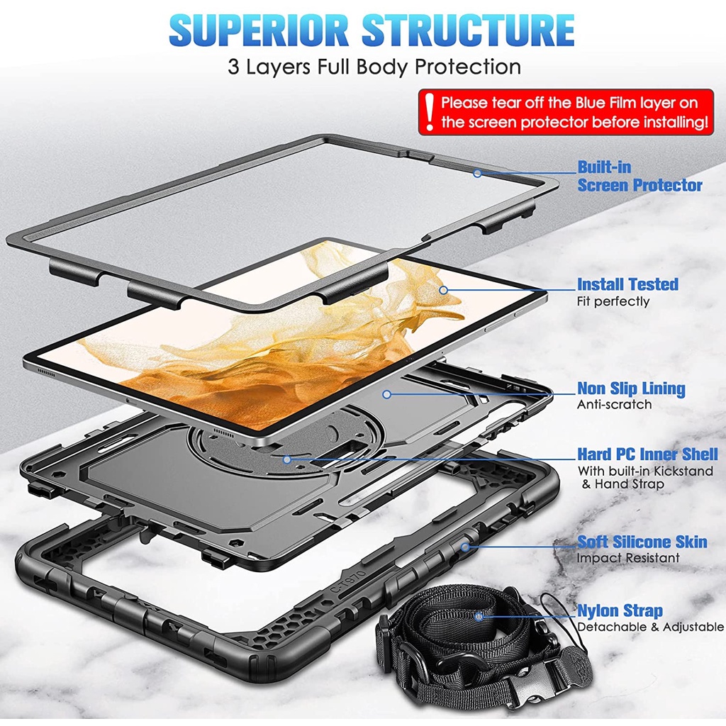 Chống Sốc Ốp Điện Thoại Có Giá Đỡ Xoay Cho samsung galaxy tab s9 plus / s9 fe plus / s8 plus / s7 fe / s7 plus tab a8 10.5 tab s9 / s8 / s7 / a7 lite s6 lite