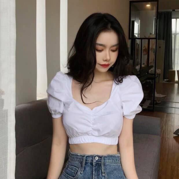 💥HOT SALE💥 ÁO CROPTOP NỮ CÁ TÍNH DỄ THƯƠNG TAY BỒNG BO GẤU ( CROPTOP RÚM NGỰC)