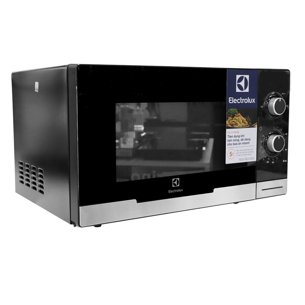 [CHÍNH HÃNG] LÒ VI SÓNG KHÔNG NƯỚNG ELECTROLUX 23L EMM2308X 800W - ĐK NÚT VẶN - 5 MỨC CÔNG SUẤT - HẸN GIỜ (MÀU ĐEN)