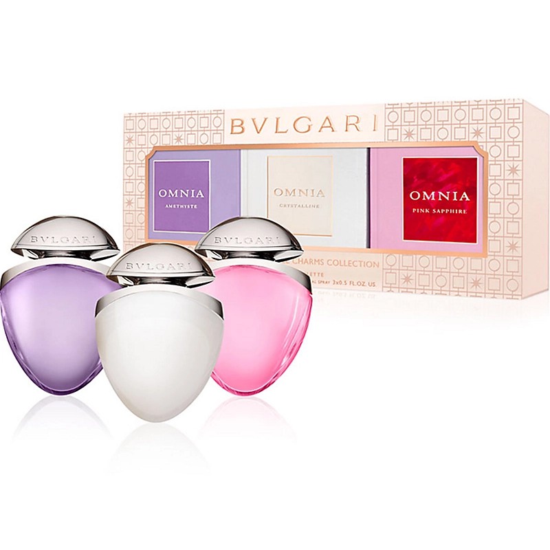 (Travel size) Set 3 chai nước hoa dạng xịt BVLGARI The Omnia 15mL/chai (mùi Amethyste, Crystalline, Pink Sapphire)